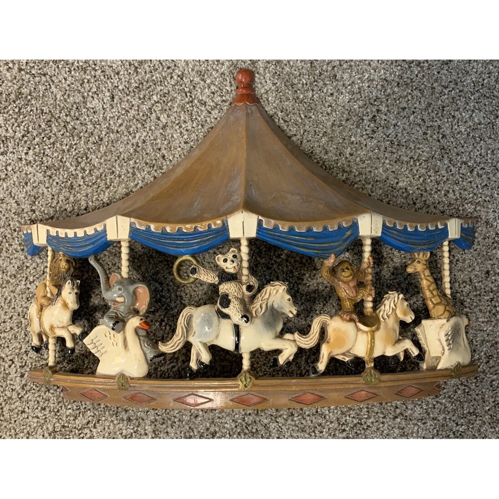1979 Homco Molded 3D Merry Go Round Circus Carousel Wall Plaque Carnival Decor
